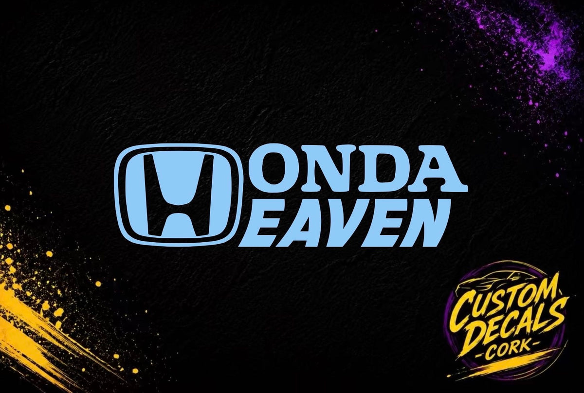Baby blue Honda Heaven vinyl decal by Custom Decals Cork